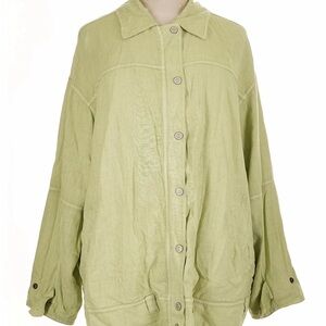 We The Free Olive Green Button-Front Utility Jacket